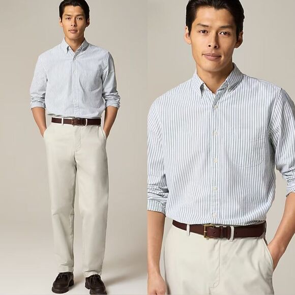 J. Crew Other - NWT J CREW Broken-in organic cotton oxford shirt in Jack Stripe White Green
